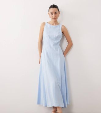 Nobody's Child Reign - Vestito midi da cerimonia con scollo a barchetta e incrocio sul retro azzurro cielo-Blu