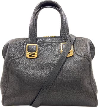 Fendi Chameleon Black Leather Tote Bag (Pre-Owned)