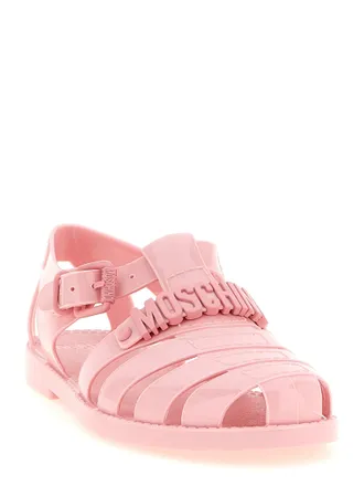 Moschino Logo-Buckle Jelly PVC Sandal - Pink