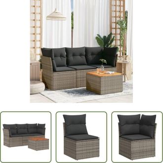 vidaXL Sedute da esterno - Set Divani da Giardino 4 pz con Cuscini in Polyrattan Grigio