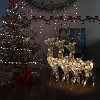 vidaXL Adorno De Renos De Navidad Acr&iacute;lico Multicolor 3 Uds 120 Cm Vidaxl
