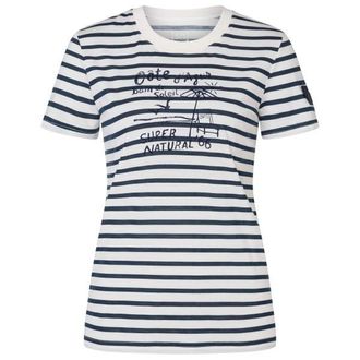 super.natural Stripe Cote DAzur Bio Jersey Tee Merinoshirt f&uuml;r Damen | wei&szlig;/ salute