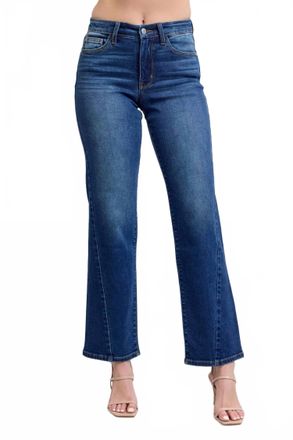 Judy Blue Mid Rise Side Seam Detail Straight Jeans In Medium Wash
