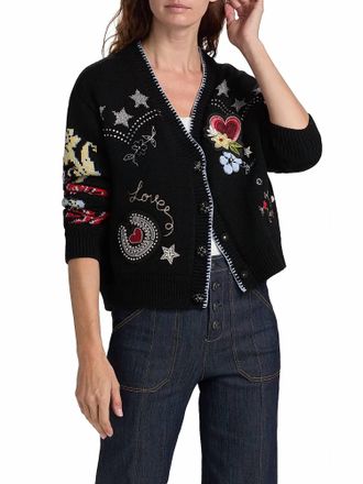 Cinq &agrave; Sept Western Collage Cardigan In Black Multi