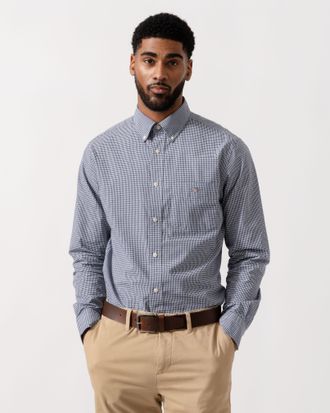 GANT Mens Regular Fit Shirt in Dark Grey Cotton - Size X-Large
