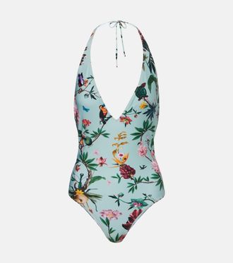 La DoubleJ Printed halterneck swimsuit