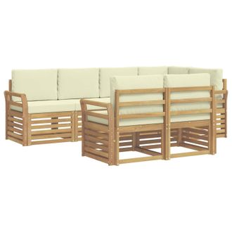 vidaXL Set Di Divani Da Esterno 7 Pz 7-posti Bianco E Crema Poliestere Vidaxl