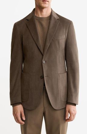 Mango Slim Fit Stretch Cotton Blazer in Caramel at Nordstrom, Size 42