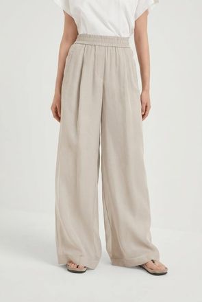 Brunello Cucinelli Light Beige Wide Trousers, Brand Size 36 (US Size 2)