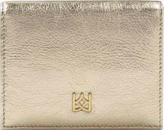 Kazar Gouden portemonnee met drukknoopsluiting klep - Dames - Portefeuilles - Geel - ONE Size - Leer - Accessoires