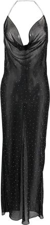 NUÉ crystal-embellished sheer maxi dress - women - Polyester - 40 - Black