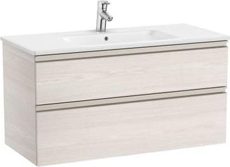 Roca Mueble Lavabo Centrado Blanco 1000x460mm The Gap 2 Cajones Fresno N&oacute;rdico