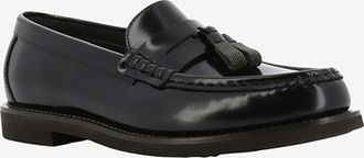 Brunello Cucinelli Mokassins aus geb&uuml;rstetem Leder mit Quasten Monili