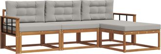 vidaXL Conjunto De Sof&aacute;s De Exterior 4 Uds. Gris Natural Y Claro Vidaxl