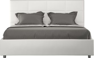 Les Tendances Cama Doble Contenedor 160x200 Dormitorio Moderno Mika M1 Color: Blanco - Versi&oacute;n: Con Caja De Almacenaje