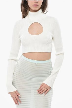 Courr&egrave;ges Ribbed Crop Top with Cut-Out size L