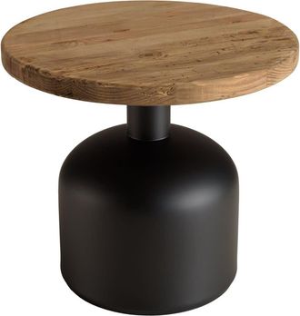 Macabane Mesa auxiliar redonda 50 x 50 cm, madera de pino reciclado