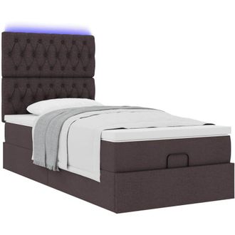 vidaXL Estructura De Cama Otomana Colch&oacute;n Tela Marr&oacute;n Oscuro 100x200cm Vidaxl
