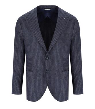 Manuel Ritz GIACCA MONOPETTO GESSATA BLU MANUEL RITZ