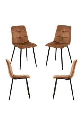 Regalos Miguel Packs Sillas Comedor - Pack 4 Sillas Daris Terciopelo - Marr&oacute;n Claro