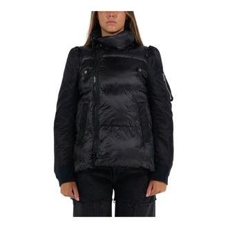 sacai Jassen, Dames, Zwart, L, Gewatteerde Blouson Jas
