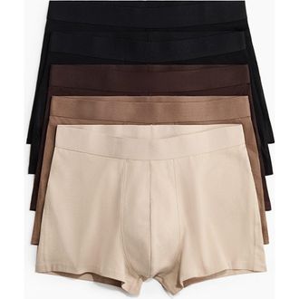 H&M 5-pack Short Trunks With Lycra in Beige/dark Brown at Nordstrom, Size X-Large