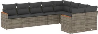 vidaXL Set De Muebles De Jard&iacute;n 9 Pzas Y Cojines Rat&aacute;n Sint&eacute;tico Gris Vidaxl