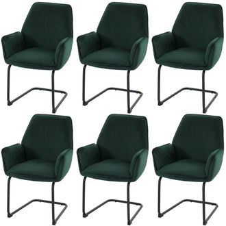 Hhg Hhg - Juego De 6 Sillas Basculantes 410, Silla De Comedor Silla De Cocina, Tela/textil Oeko-tex Mvg, Verde