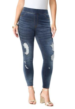 Roaman's Plus Size 360&deg; Stretch Jegging in Distressed at Nordstrom, Size 26