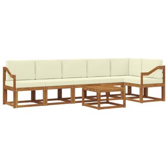 vidaXL Conjunto De Sof&aacute;s De Exterior Con Coj&iacute;n 7 Pcs Natural Y Crema Vidaxl