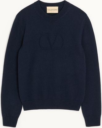 Valentino Valentino wool jumper with tone-on-tone VLogo Signature embroidery