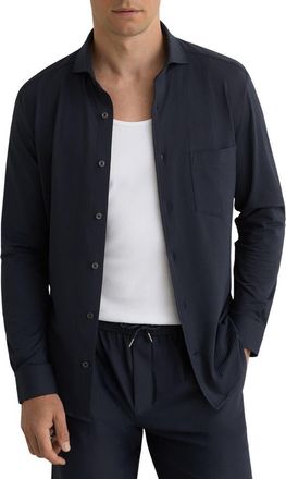 Reiss Solarko Seersucker Button-Up Shirt in Navy at Nordstrom, Size Xx-Large