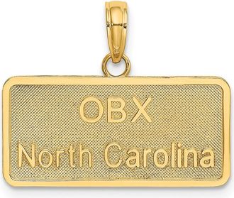Diamond2Deal 10k Yellow Gold OBX NORTH CAROLINA License Plate Charm Pendant
