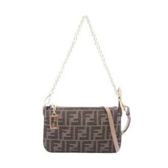 Fendi Pre-owned Mini Bags, female, Brown, Size: ONE SIZE Pre-owned Baguette Canvas Leather Handbag