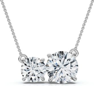 Pompeii3 1 1/2Ct Rounds Toi et Moi Diamond Pendant 14k Gold or Pt Lab Grown Size: 1/3 Wide