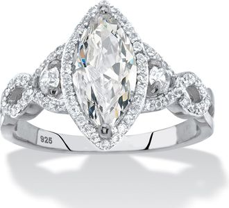 Palm Beach Jewelry 2.48 TCW CZ.925 Silver Marquise Engagement Ring
