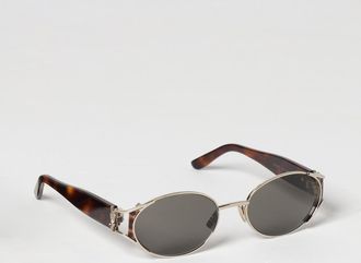 Saint Laurent Occhiali da sole tartarugati con forma ovale e logo YSL in metallo