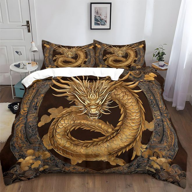 Generic Blauer Fliegender Drache Bettwäsche 135x200 cm Schwarz Blau Bettwäsche-Sets Polyester Baumwolle Bettbezug 3 Teilig, Atmungsaktiv Bettwäsche Set mit Re ab 35,99 €
