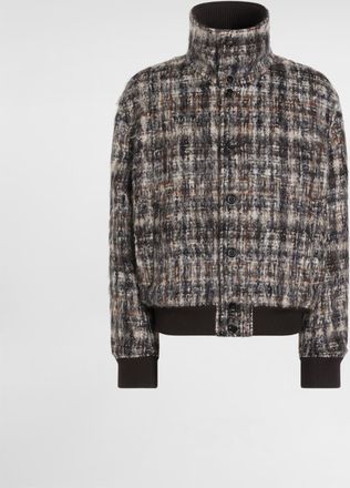 Dolce & Gabbana Mohair Blend Check Bomber Jacket - Man Coats And Jackets Multicolor 44