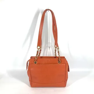 Chanel Caviar Skin Orange Caviar Leather Shoulder Bag Tote Bag (Pre-Owned)