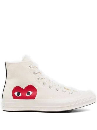 Comme Des Gar&ccedil;ons x Converse Chuck 70 heart-motif high-top sneakers - men - Cotton/Cotton/Rubber - 42.5 - White