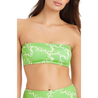 Sanctuary Reversible Bandeau Bikini Top with Removable Straps in Green Multi at Nordstrom, Size X-Small