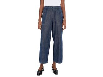 Eileen Fisher Petite Lightweight Organic Cotton Den Wide Ankle Pants Womens Clothing Dark Indigo : PL (14P-16P) 26.5, Cotton/Denim