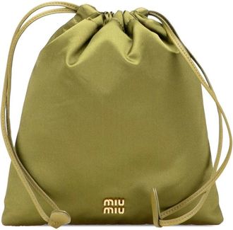 Miu Miu Pre-owned Bucket Bags, female, Green, Size: ONE SIZE Pre-owned Elegant Drawstring Pouch in Refined Fabric for Accessories and Small Items