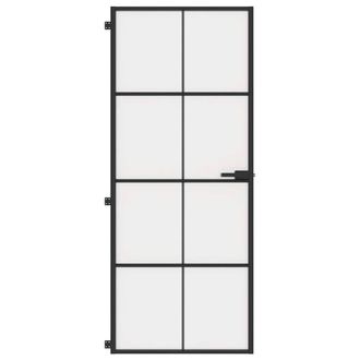 Berkfield Home Interior Door Slim Black 83x201.5 cm Tempered Glass & Aluminium
