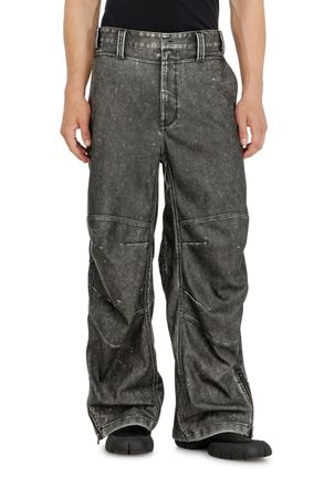 Diesel Pants in distressed-effect bonded material - Pants - Man