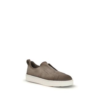 Santoni Calf Leather Slip-On Sneaker - Beige