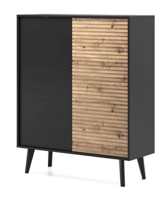 AKL FURNITURE Cómoda efecto madera Crema y Negro