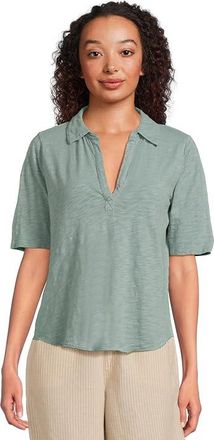 Mod-o-doc Half Sleeve Polo T-Shirts Womens Clothing Gris Mist : SM (US 4-6), Cotton