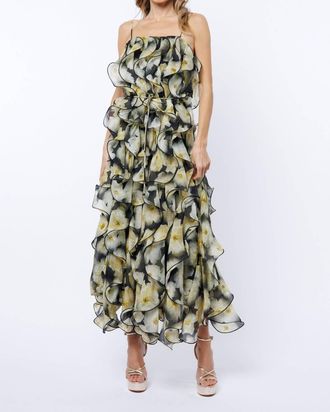 Ciebon Irina Structured Ruffle Cocktail Midi Dress In Black
